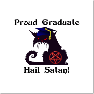 "Proud Graduate Hail Satan!" Satanic Cat Congratulations Posters and Art